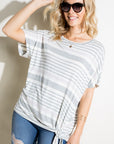 e Luna Striped Front Tie Top