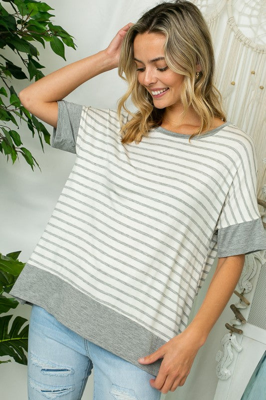 e Luna Striped Mix High Low Top