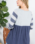 e Luna PLUS Striped Solid Mix Babydoll Top