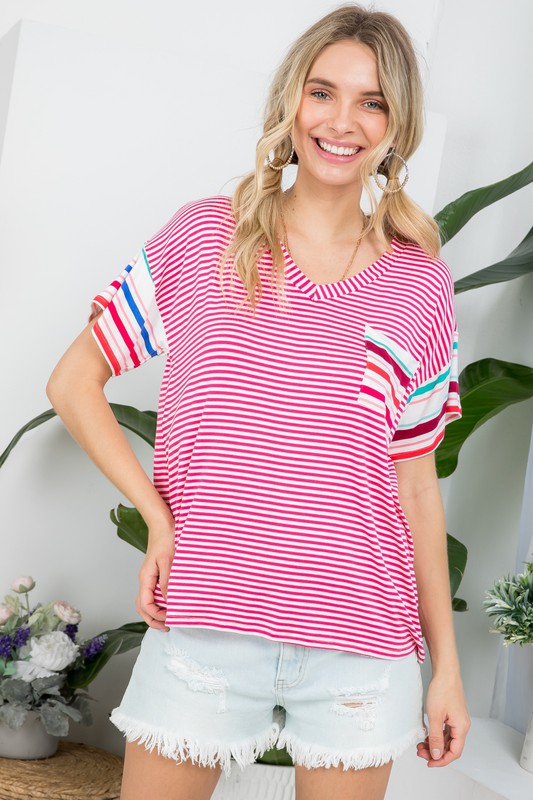 e Luna PLUS Multi Striped Boxy Top