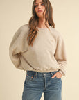 Mable Round Neck Letter Embroidery Crop Sweatshirt