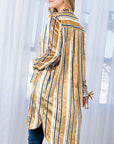 e Luna Striped Velvet Long Cardigan