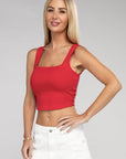 Zenana Cotton Square Neck Cropped Cami Top