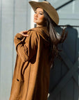 Womens Long Cardigan Cable Knitted Open Front