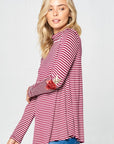 e Luna Striped Jersey Turtle Neck Casual Top