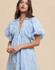 Annie Wear Floral Smock Detail Puff Sleeve Dress