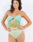 One Piece Tri Front Panel with Twisted Design Swimsuit