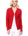 MAK Women's V-Neck Button Down Knit Cardigan Sweater