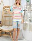 e Luna Multi Striped Boxy Top