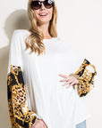 e Luna PLUS Print Solid Mix Volume Sleeve Top