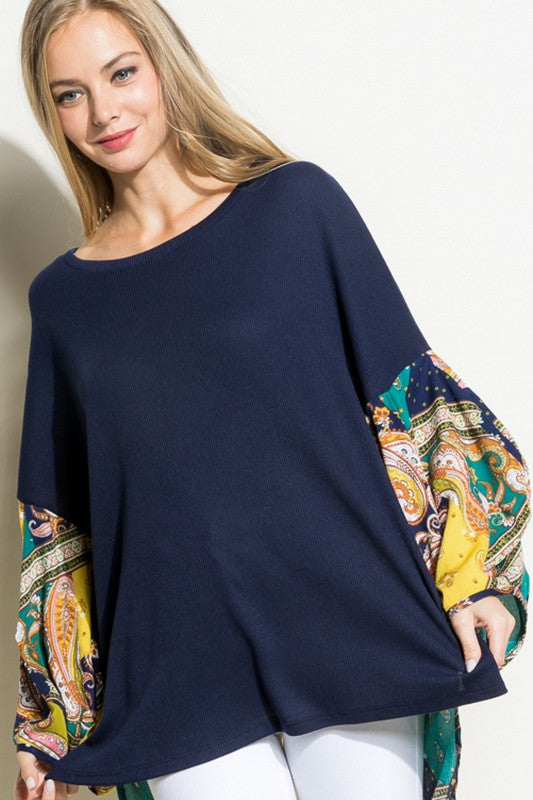 Paisley Volume Sleeve Top - Online Only