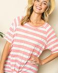 e Luna Striped Front Tie Top