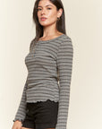 Jade By Jane Round Neck Striped Top