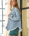 Women Button Down Denim Blouse