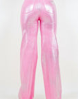 GJG Denim Metallic Wide Leg jean in Pink - Inseam 32