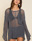 POL Loose Fit See-through Boat Neck Sweater