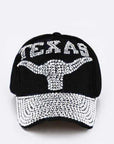 TEXAS Crystal Embellished Fashion Denim Cap