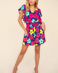 Haptics Floral Smocked Waist Romper with Side Pockets