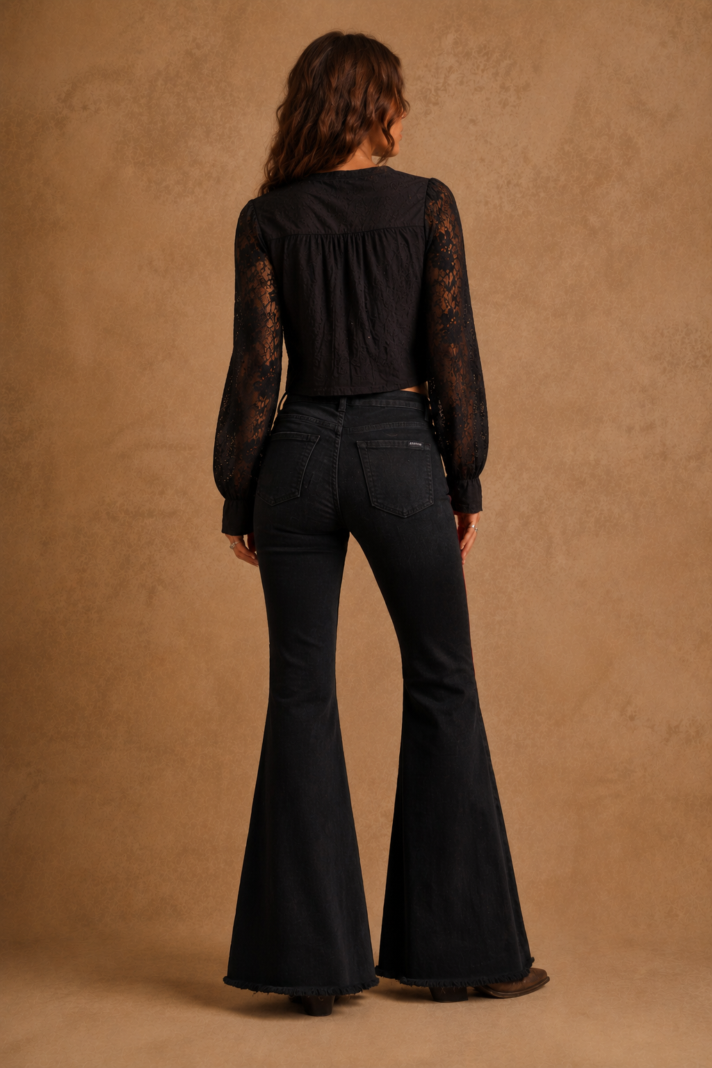 GJG Denim Velvet Riot Bell Bottom Jeans — Black & Lipstick Red