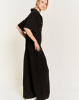 PLUS Jade by Jane Basic Collar Shirt Wide leg Jumpsuit