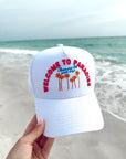 Welcome to Paradise - White Vintage Trucker Hat - My Pampered Life Seattle