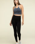 Zenana Washed Ribbed Seamless Cropped Cami Top