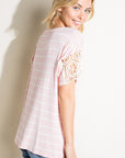 e Luna Striped Lace Patch Boxy Top