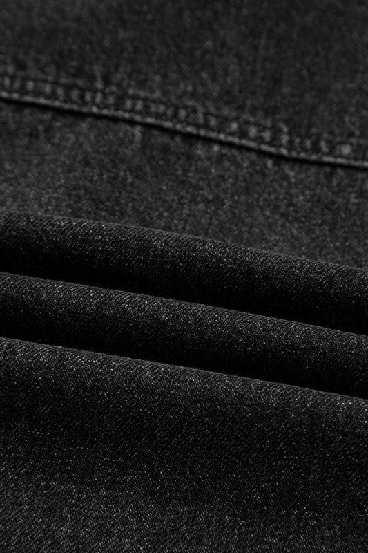 Denim Chest Pocket Drop Shoulder Hooded Jacket