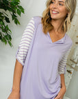 e Luna Striped Mix Split Neck Top