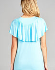 e Luna Solid Ruffle Detail Top