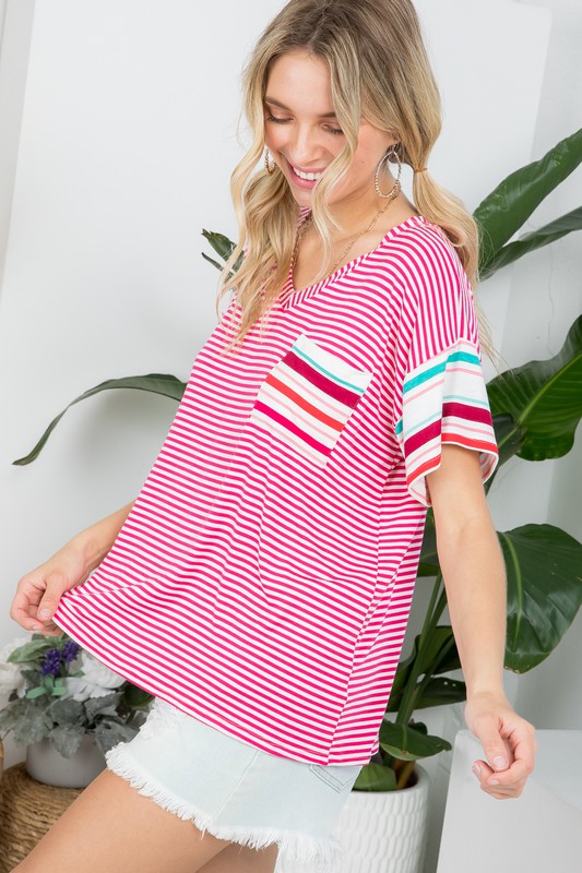 e Luna PLUS Multi Striped Boxy Top