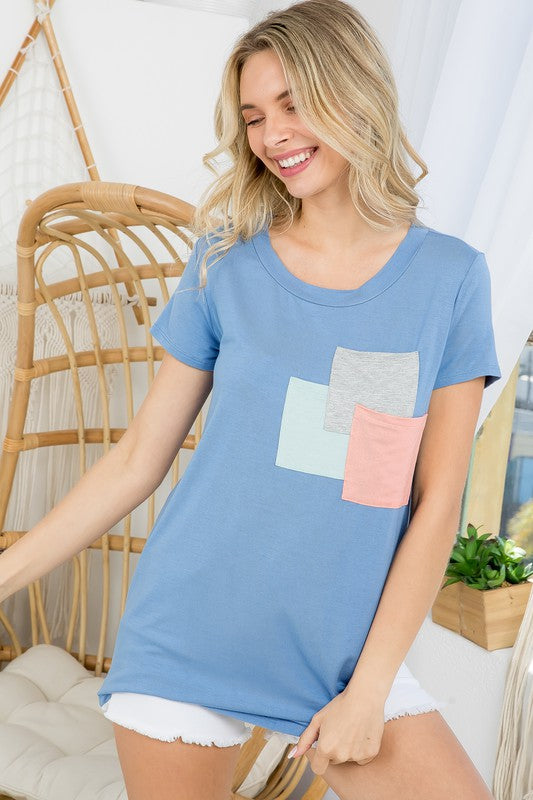 e Luna Color Block 3 Pocket Top