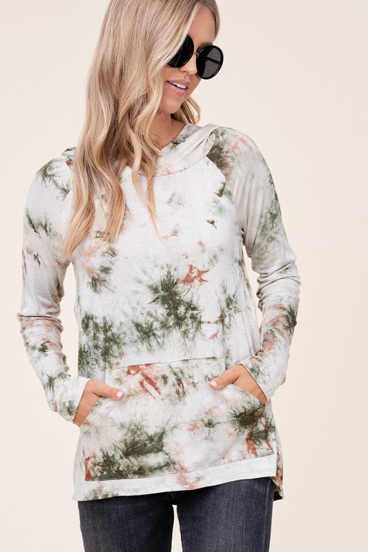 e Luna Tie Dye Hoodie High Low Plus Top