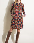 e Luna Floral and Plaid Print Sweatshirt Mini Dress