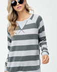 Big Stripe Sweatshirt Top - My Pampered Life Seattle