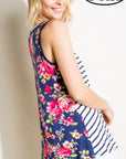 e Luna PLUS Striped Floral Mix Tank