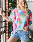 HOPELY Color Block Waffle Oversized T-Shirt