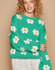 POL Daisy Pattern Drop Shoulder Sweater