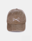 Zenana Bow Embroidered Washed Cotton Caps