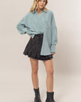 HYFVE Stripe Button Down Long Sleeve Oversized Shirt