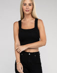 Zenana Cotton Square Neck Cropped Cami Top