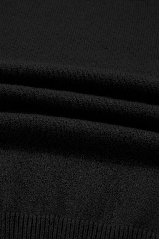 Solid High Neck Sweater and Pleated Mini Skirt Set