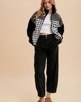 Annie Wear Plaid Zip Up Drop Shoulder Sherpa Jacket