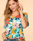 Haptics PLUS Floral Loose Fit Short Sleeve Top