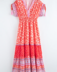 Floral Tassel Tie Sleeve Empire Waist Maxi Dress