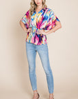 BOMBOM Printed Surplice Peplum Blouse