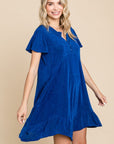 Culture Code Full Size Short Sleeve Ruffled Asymmetric Hem Dress