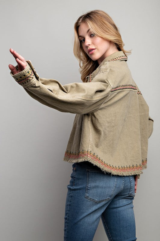 Embroidered Wash Cotton Jacket