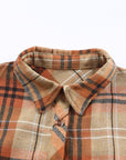 Women Plaid Pocket Buttoned Long Sleeve Shirt