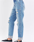 Judy Blue Full Size Distressed Straight Jeans with Patch Pockets